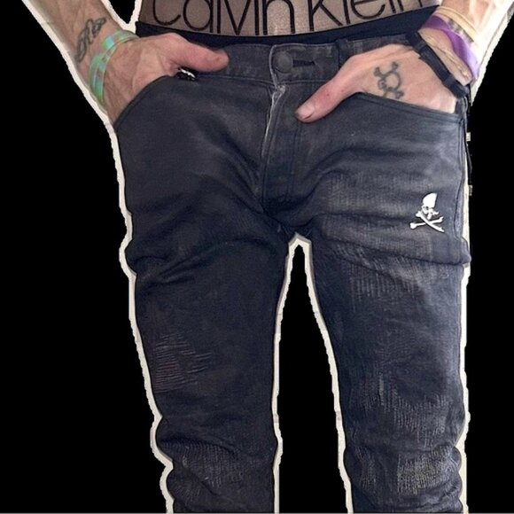 John Elliott x Mastermind shattered Japan jean rare authentic 30w cast 2 denim🆕 - Picture 2 of 12